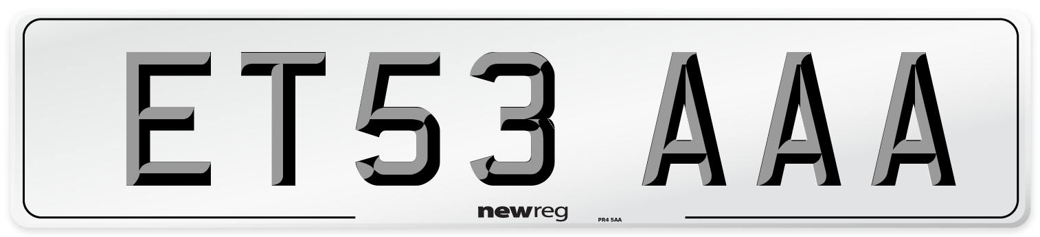 ET53 AAA Number Plate from New Reg